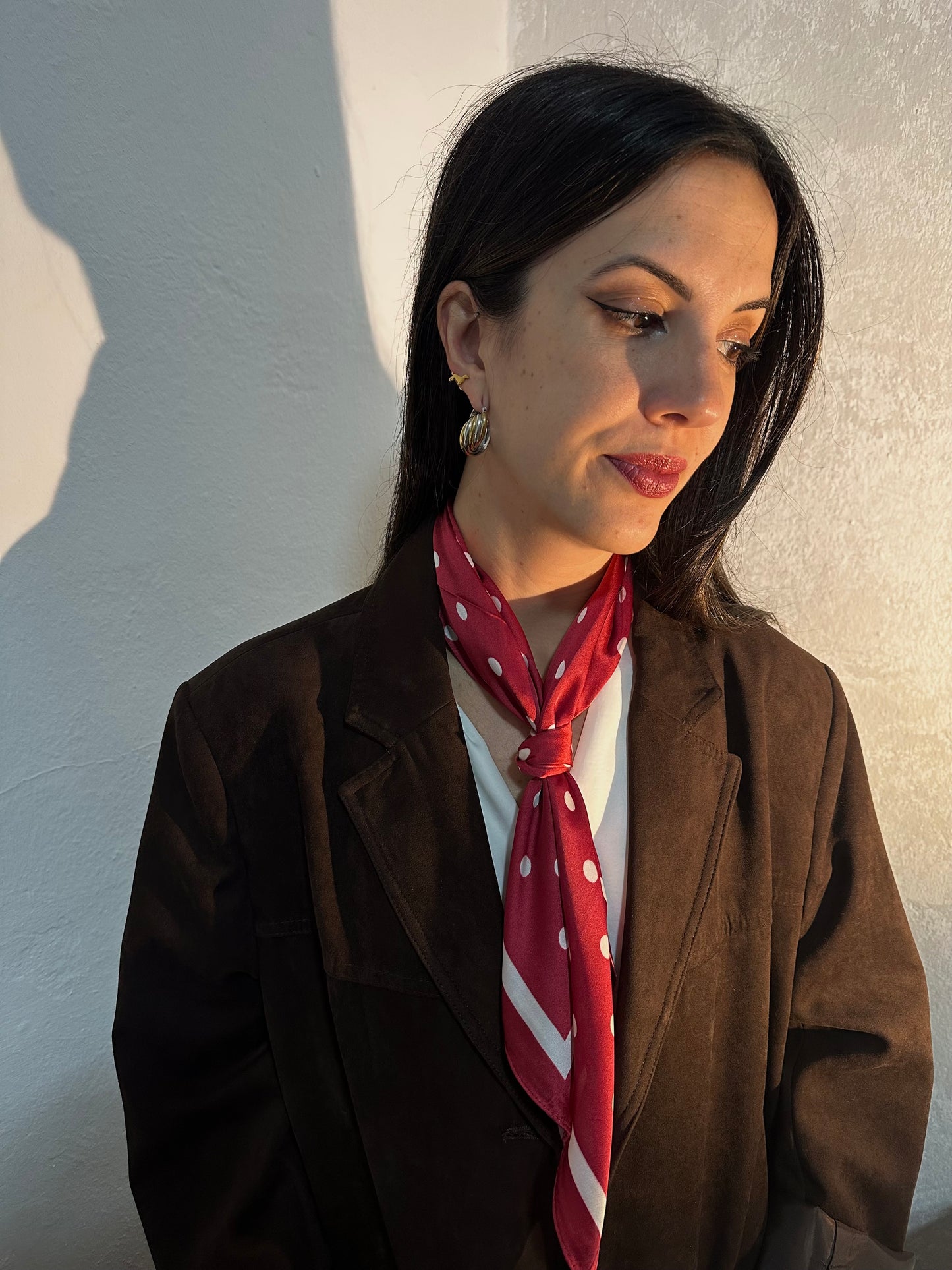 PAÑUELO LUNARES GRANATE