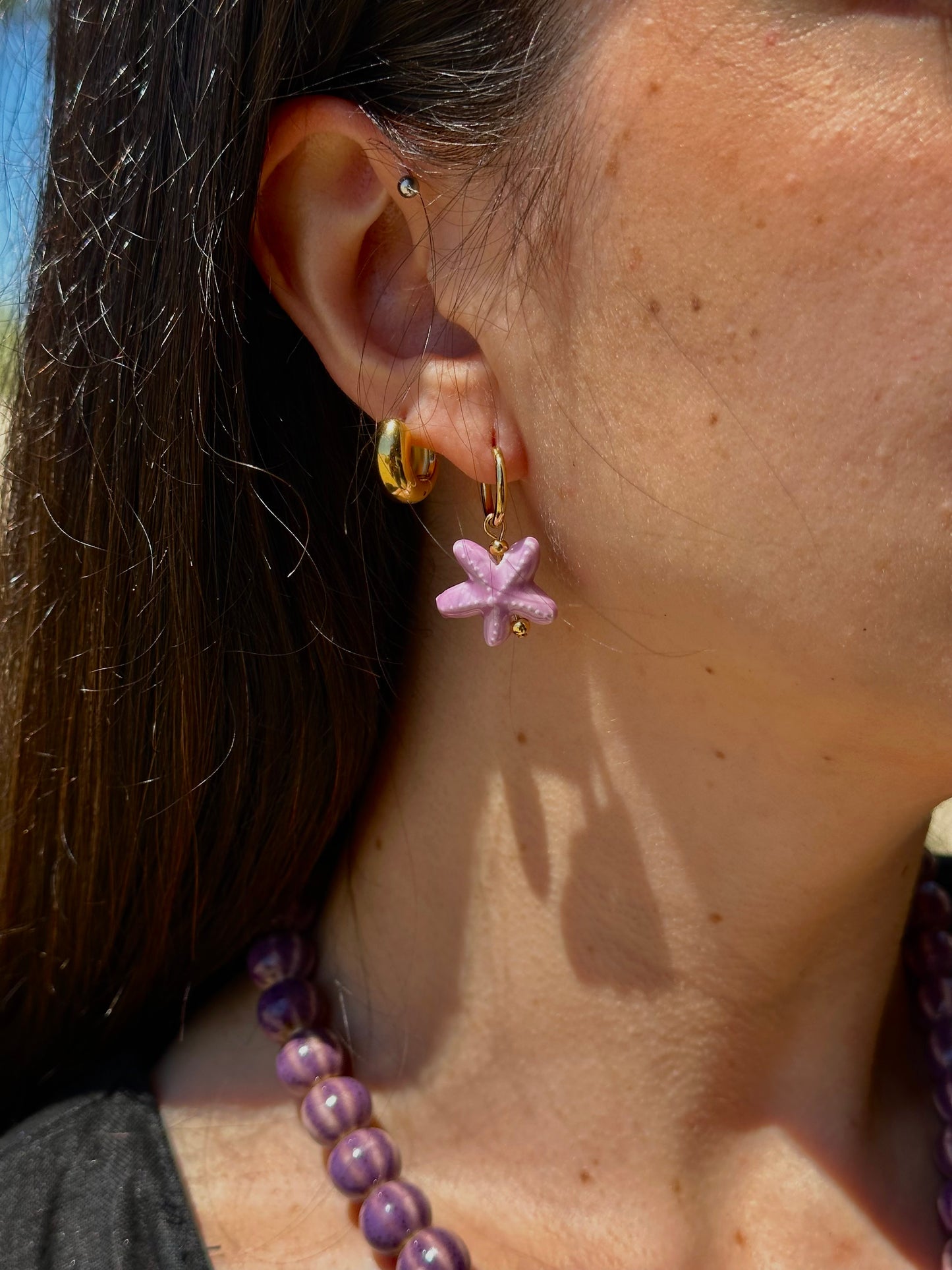 PENDIENTES ESTRELLA DE MAR LILA