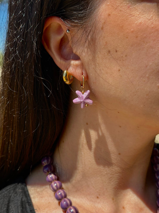 PENDIENTES ESTRELLA DE MAR LILA