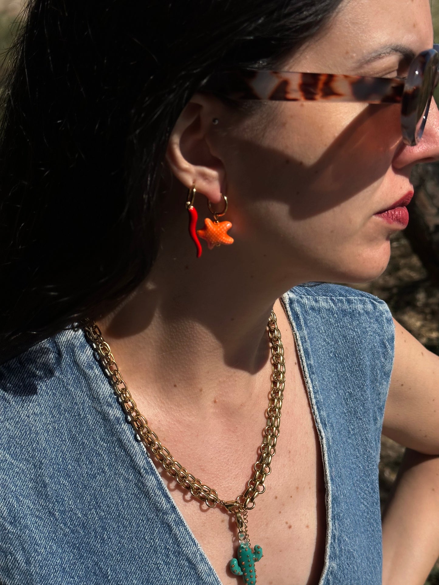 PENDIENTES ESTRELLA DE MAR NARANJA