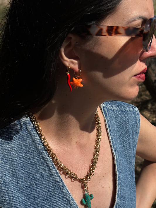 PENDIENTES ESTRELLA DE MAR NARANJA
