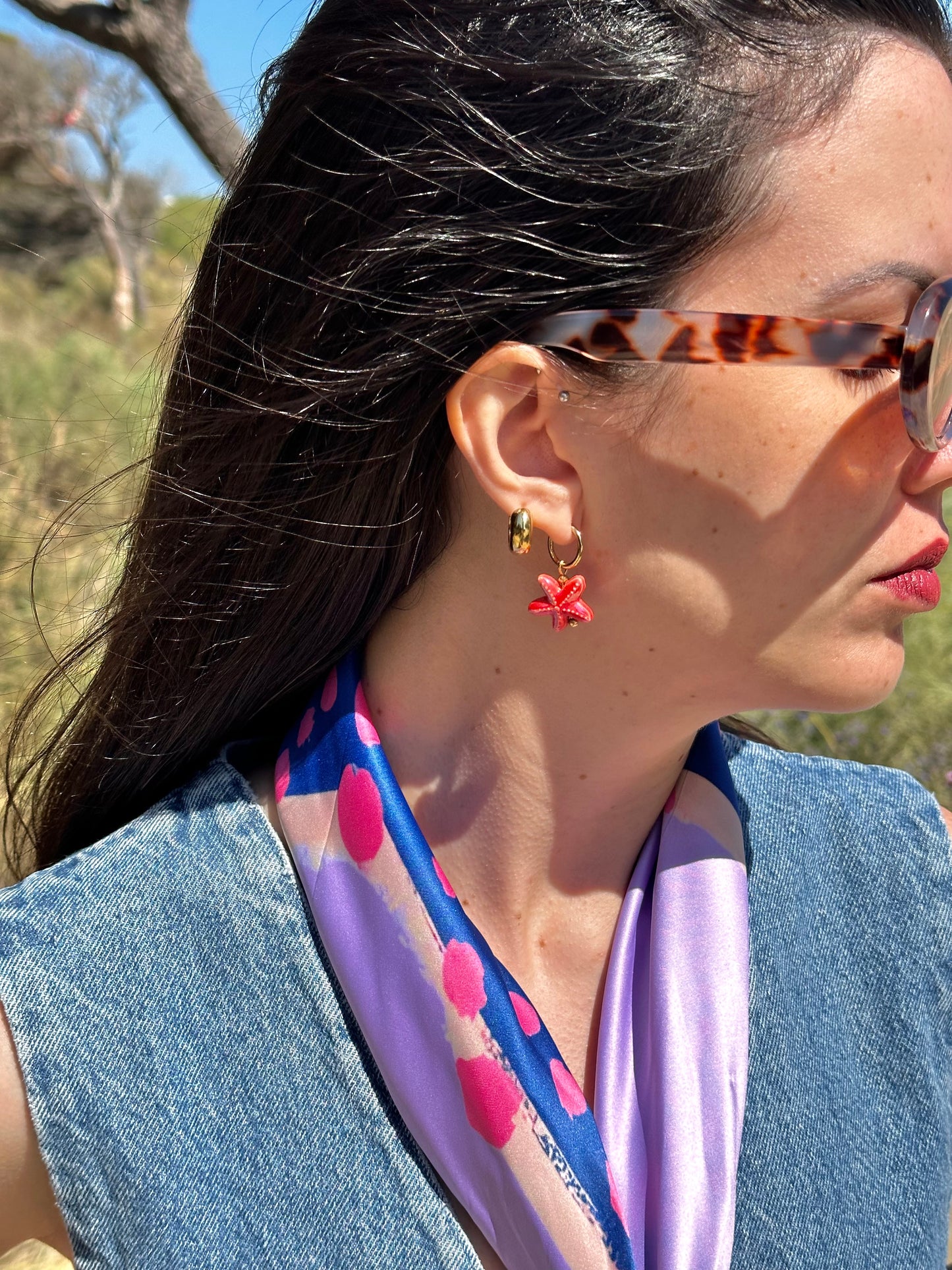 PENDIENTES ESTRELLA DE MAR ROJO