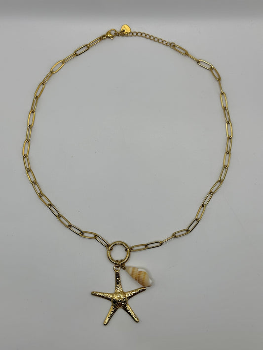 COLLAR ESLABONES ESTRELLA Y CARACOLA