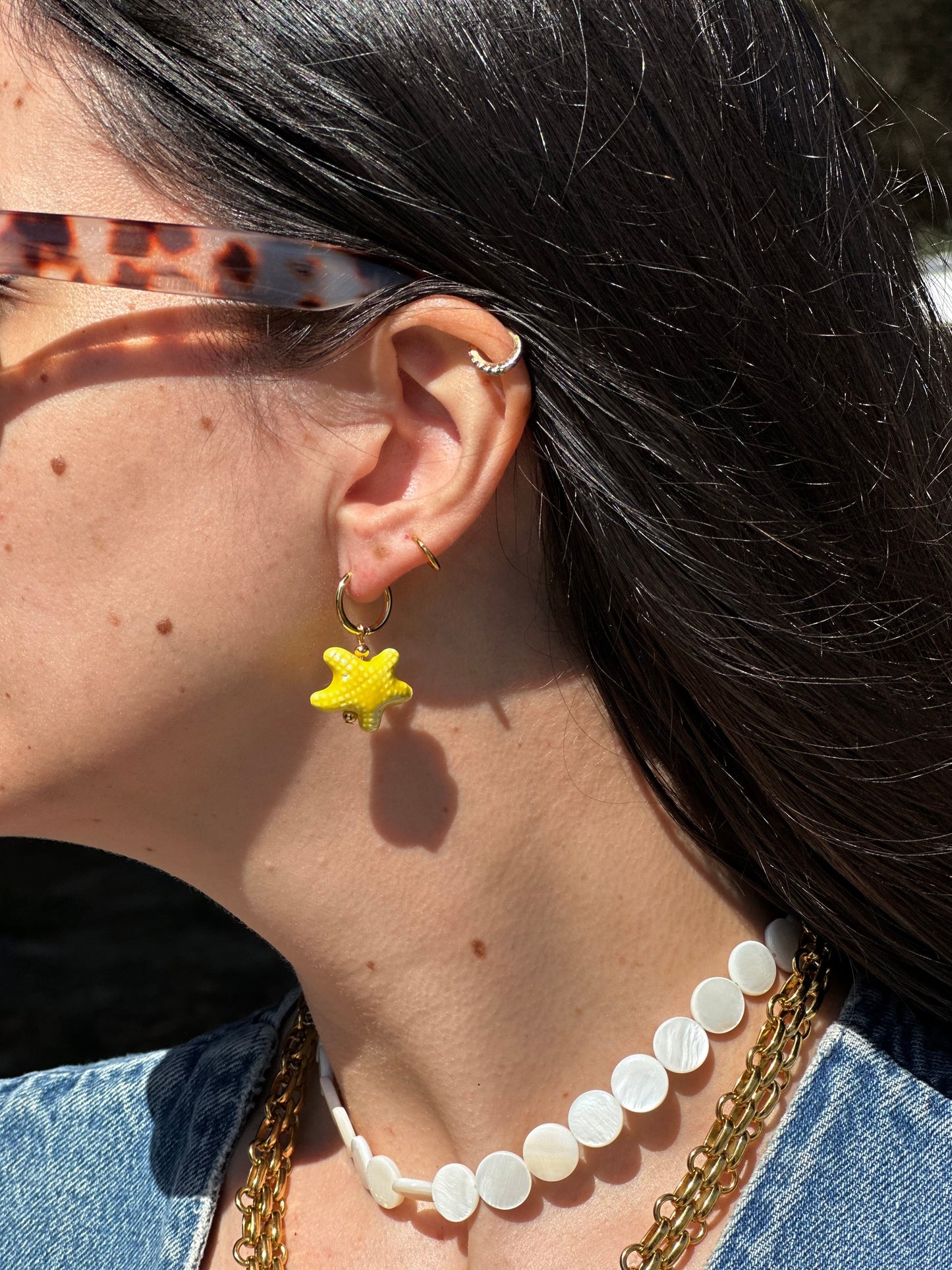 PENDIENTES ESTRELLA DE MAR AMARILLO