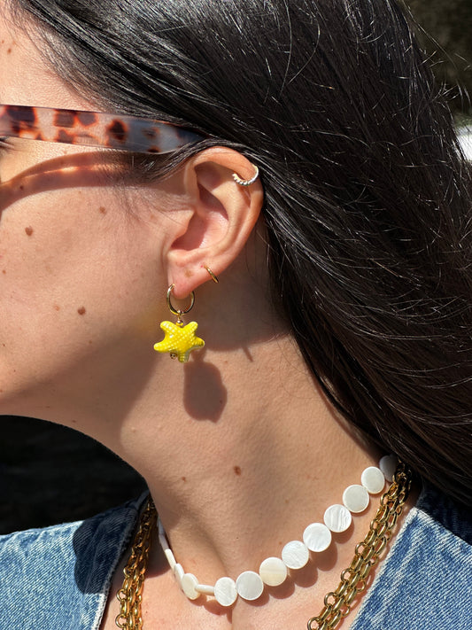 PENDIENTES ESTRELLA DE MAR AMARILLO