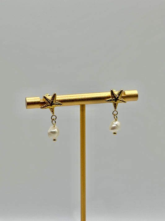PENDIENTES ESTRELLA DE MAR PERLADA