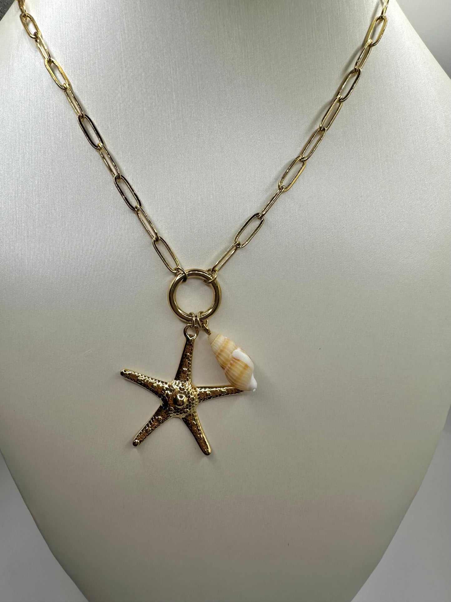 COLLAR ESLABONES ESTRELLA Y CARACOLA